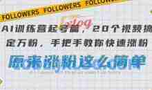 AI训练营起号篇，20个视频搞定万粉，手把手教你快速涨粉