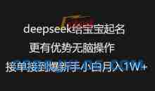 deepseek给宝宝起名更有优势无脑操作接单接到爆新手小白月入1W+