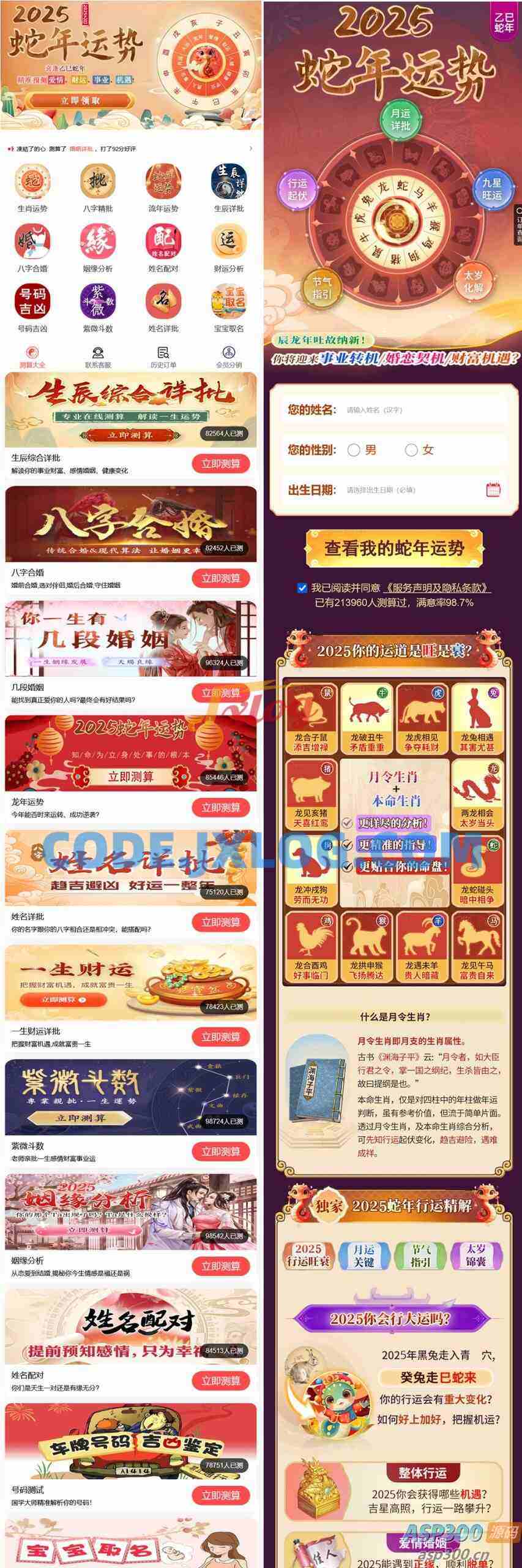 2025蛇年最新在线测算网站源码 宝宝起名源码八字精批源码算命源码 2025蛇年最新在线测算网站源码 宝宝起名源码八字精批源码算命源码