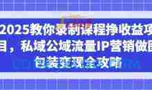 2025教你录制课程挣收益项目，私域公域流量IP营销做图包装变现全攻略