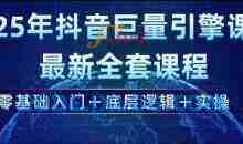 2025年抖音巨量引擎最新全套课程，零基础入门+底层逻辑+实操