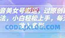 抖音美女号搬运，过原创新玩法，小白轻松上手，每天收入多张