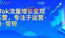 TikTok流量增长变现训练营，专注于运营·涨粉·变现