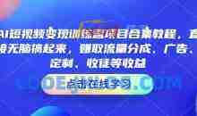 AI短视频变现训练营项目合集教程，直接无脑搞起来，赚取流量分成、广告、定制、收徒等收益