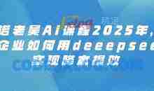 天诺老吴AI课程2025年，电商企业如何用deeepseek实现降本提效