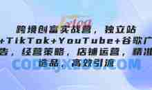 跨境创富实战营，独立站+TikTok+YouTube+谷歌广告，经营策略，店铺运营，精准选品，高效引流