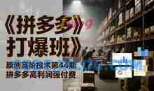 《拼多多打爆班》原创高阶技术第44期，拼多多高利润强付费