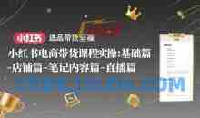 小红书电商带货课程实操：基础篇-选品篇-店铺篇-笔记内容篇-直播篇