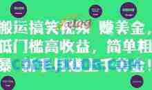 搬运搞笑视频挣美金，低门槛高收益，简单粗暴新手月入上千美刀