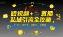短视频+直播私域引流全攻略，IP打造 +视频引流 +直播引流 +私域沉淀