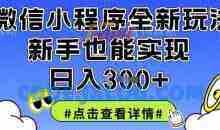 微信小程序全新玩法，新手也能实现日入3张【揭秘】