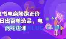 小红书电商陪跑正价课，小红书官方认证电商讲师教学，日出百单选品，电商掘进课