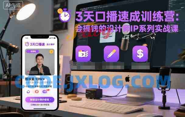 3天口播速成训练营,会搞钱的设计师IP系列实战课 3天口播速成训练营,会搞钱的设计师IP系列实战课
