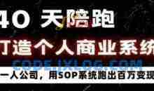40天商业系统陪跑一人公司，用SOP系统跑出百W变现