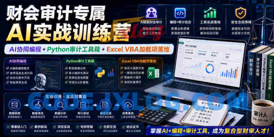 财会审计专属AI实战训练营｜AI协同编程+Python审计工具箱+Excel VBA加载项落地