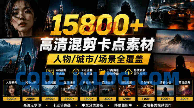 【影视剪辑素材合集121GB】15800+高清混剪卡点热门影视精彩片段｜人物/城市/场景全覆盖，中文分类清晰